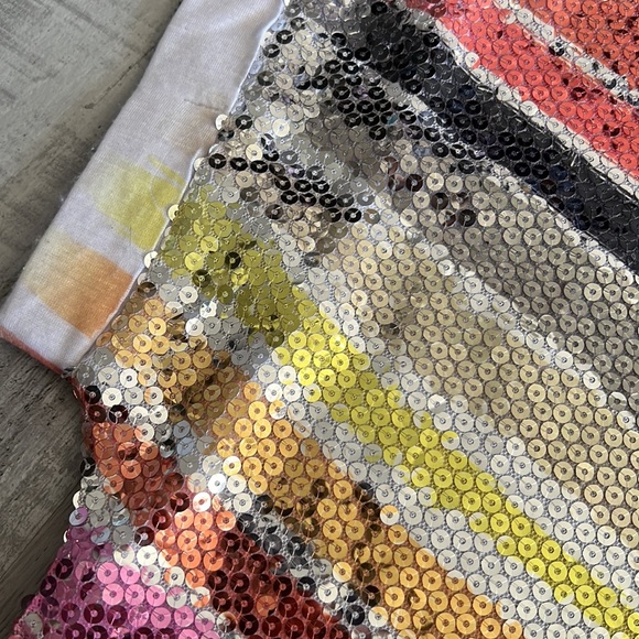 Body Central Rainbow Striped Sequin Relaxed Fit Top - Size Small - Picture 6 of 12